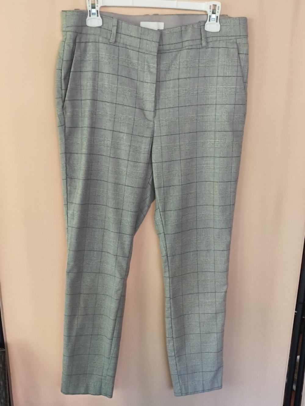 H&M Light Gray Checked Trousers Size 14